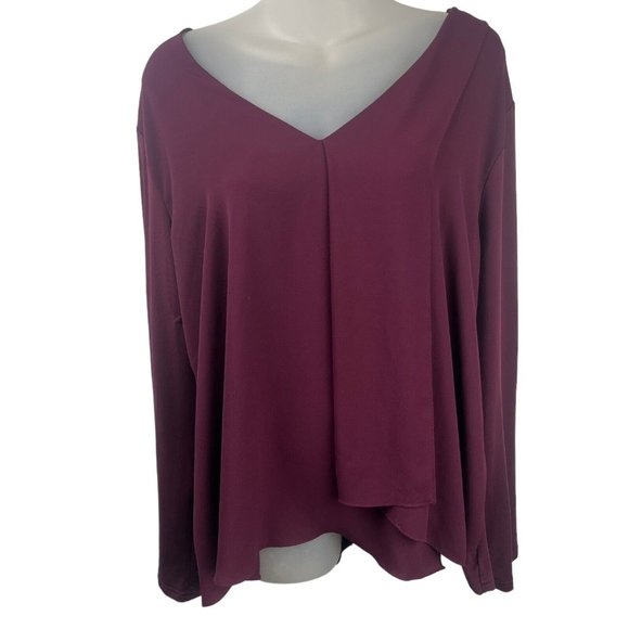 41 Hawthorn Blouse Top V-Neck 3/4 Sleeves Dark Purple Women's Size XXL 2XL - Picture 12 of 13